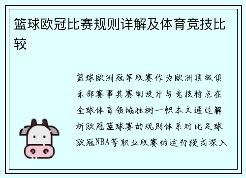 篮球欧冠比赛规则详解及体育竞技比较